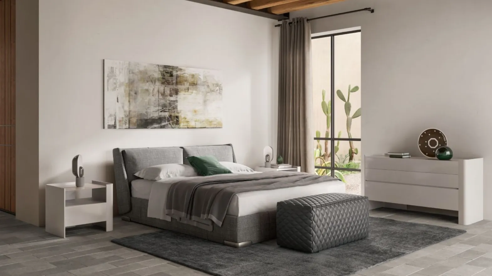 Letto in tessuto imbottito Fenice di Natuzzi