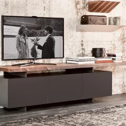 Mobile Porta Tv Seneca in laccato con top in legno di Cattelan Italia