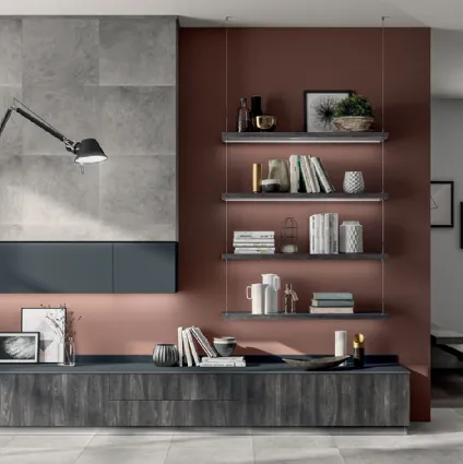 Libreria Living Exclusiva in laccato lucido Bianco Prestige di Scavolini