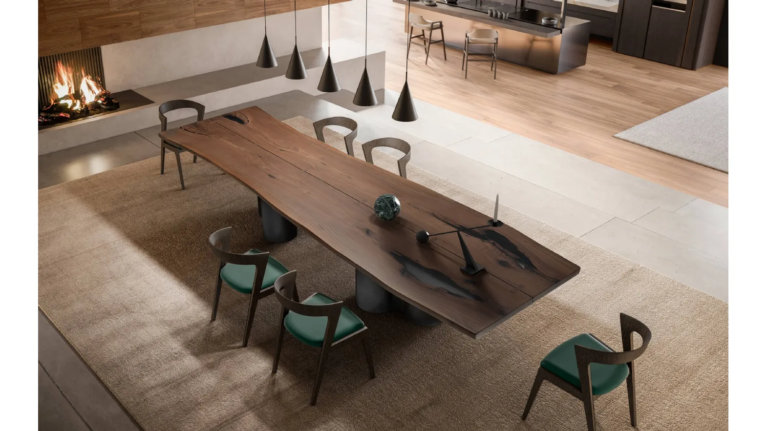 Tavolo Vero Pila con piano in legno massello e base in tubolare di metallo di Arte Brotto