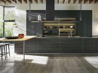 Cucina Design con isola HiLine 6 Frame Door in Eucalipto di Molteni & C