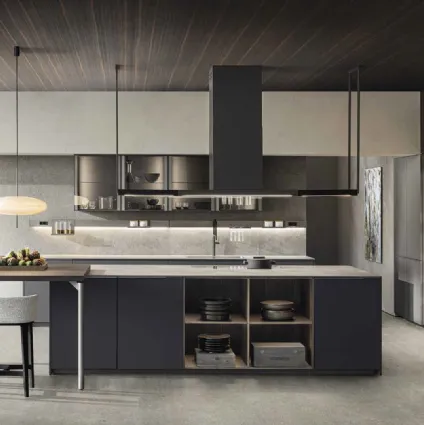 Cucina Design con isola InDada in Fenix Grigio Bromo di Molteni & C