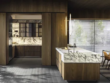 Cucina Design con penisola Intersection in Rovere Thermo di Molteni & C